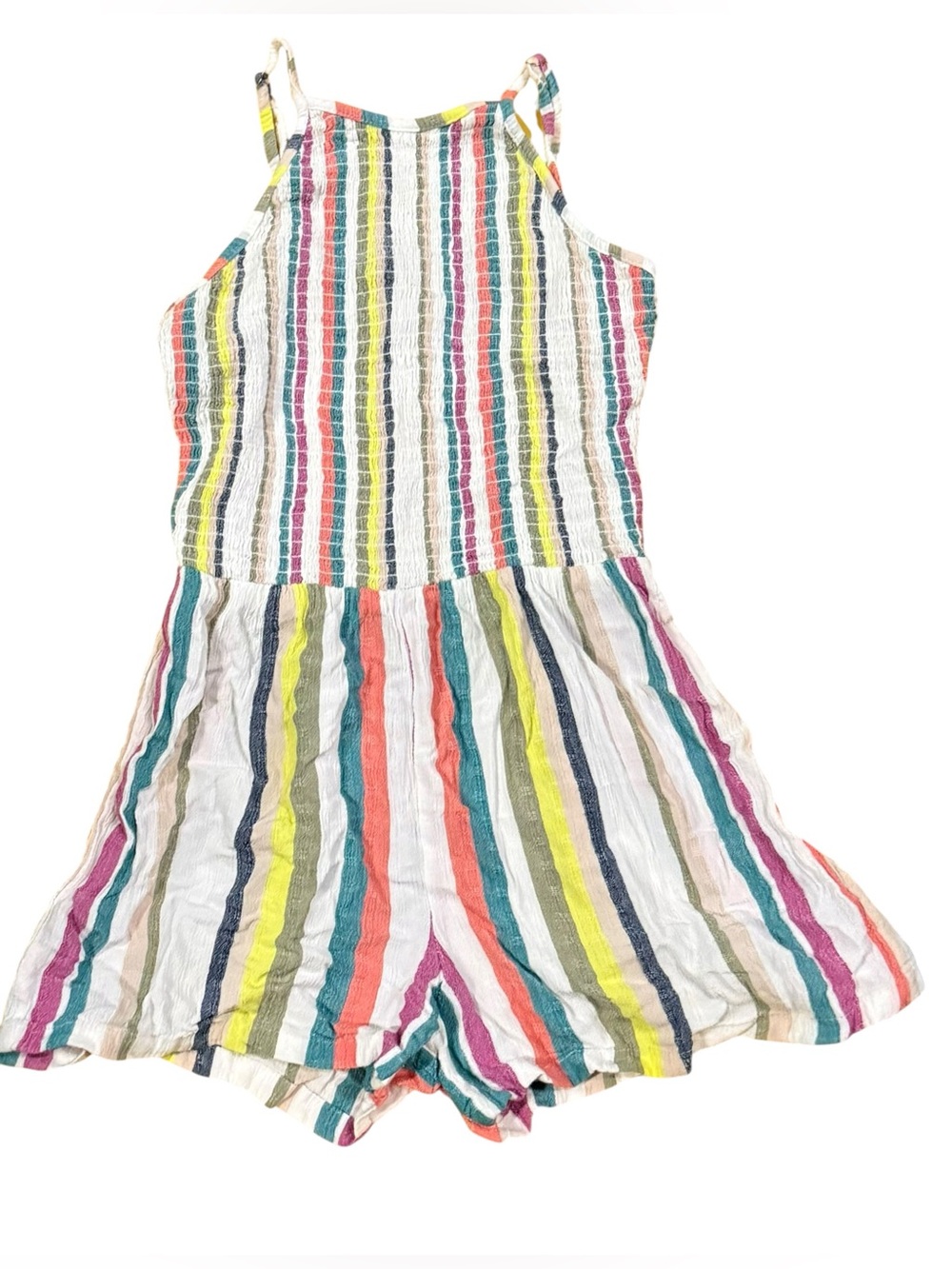 Angie Girls Striped Smocked Romper Size Large